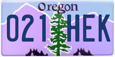 OR license plate 021HEK