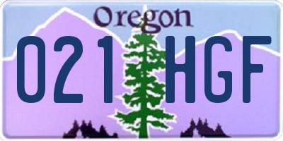OR license plate 021HGF