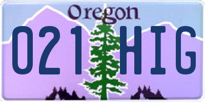 OR license plate 021HIG