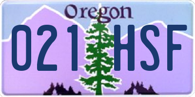 OR license plate 021HSF