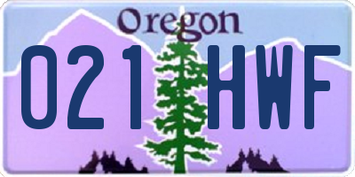 OR license plate 021HWF