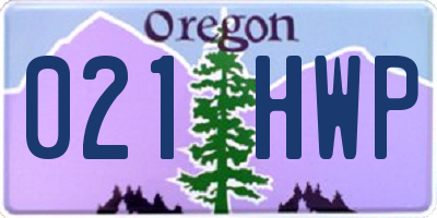 OR license plate 021HWP