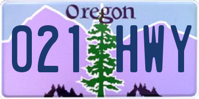 OR license plate 021HWY