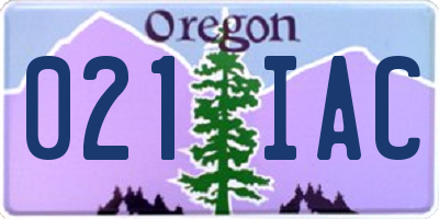 OR license plate 021IAC