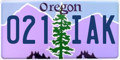 OR license plate 021IAK
