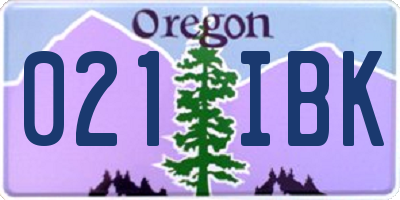 OR license plate 021IBK