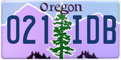 OR license plate 021IDB