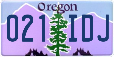 OR license plate 021IDJ