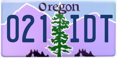 OR license plate 021IDT