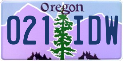 OR license plate 021IDW