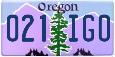 OR license plate 021IGO