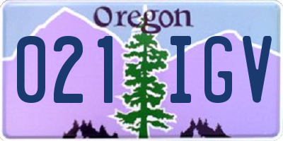 OR license plate 021IGV