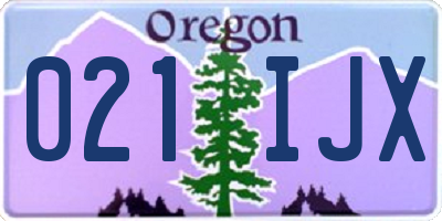 OR license plate 021IJX