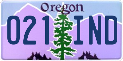 OR license plate 021IND