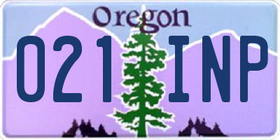 OR license plate 021INP