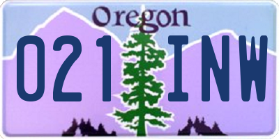 OR license plate 021INW