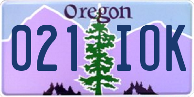 OR license plate 021IOK