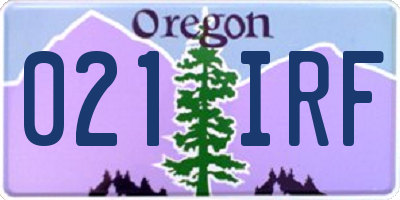 OR license plate 021IRF