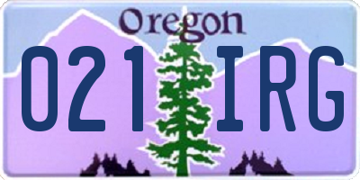 OR license plate 021IRG