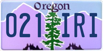OR license plate 021IRI