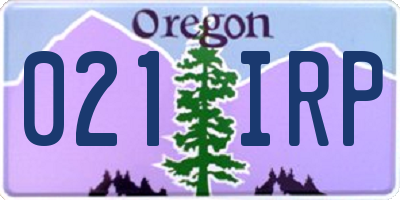 OR license plate 021IRP