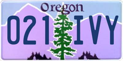 OR license plate 021IVY