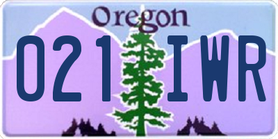 OR license plate 021IWR