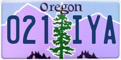 OR license plate 021IYA