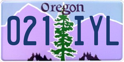 OR license plate 021IYL