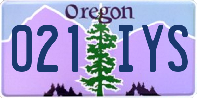 OR license plate 021IYS