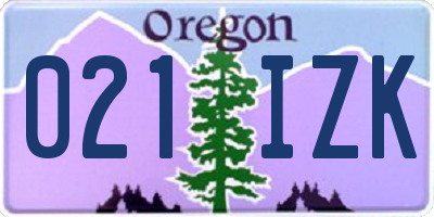 OR license plate 021IZK