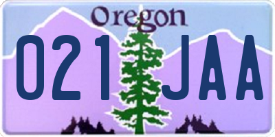 OR license plate 021JAA