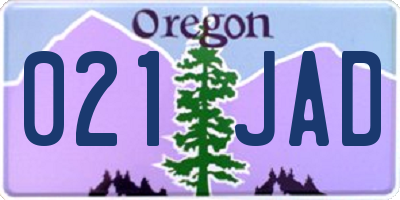 OR license plate 021JAD