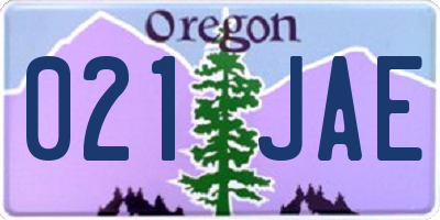 OR license plate 021JAE