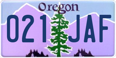 OR license plate 021JAF