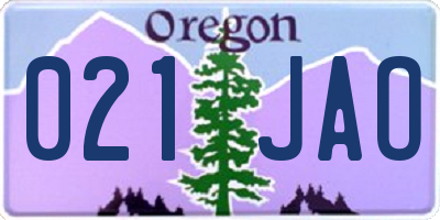 OR license plate 021JAO