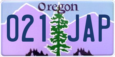OR license plate 021JAP
