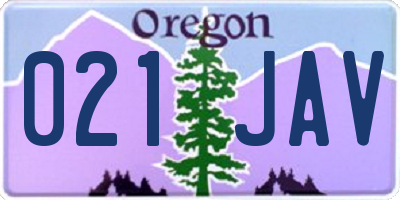 OR license plate 021JAV
