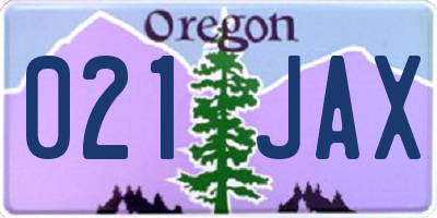 OR license plate 021JAX