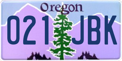OR license plate 021JBK