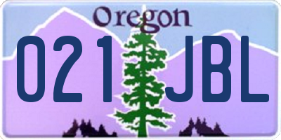 OR license plate 021JBL