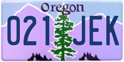 OR license plate 021JEK