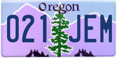 OR license plate 021JEM