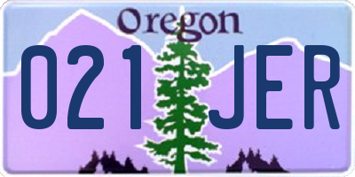 OR license plate 021JER