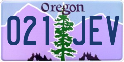 OR license plate 021JEV
