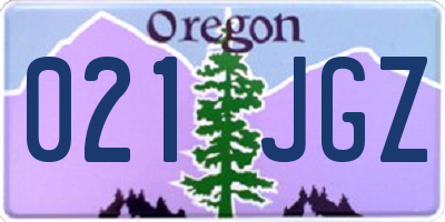 OR license plate 021JGZ