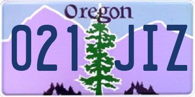 OR license plate 021JIZ