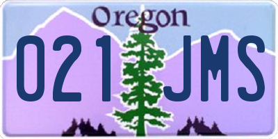 OR license plate 021JMS