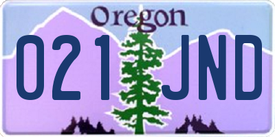 OR license plate 021JND
