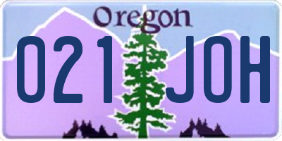 OR license plate 021JOH